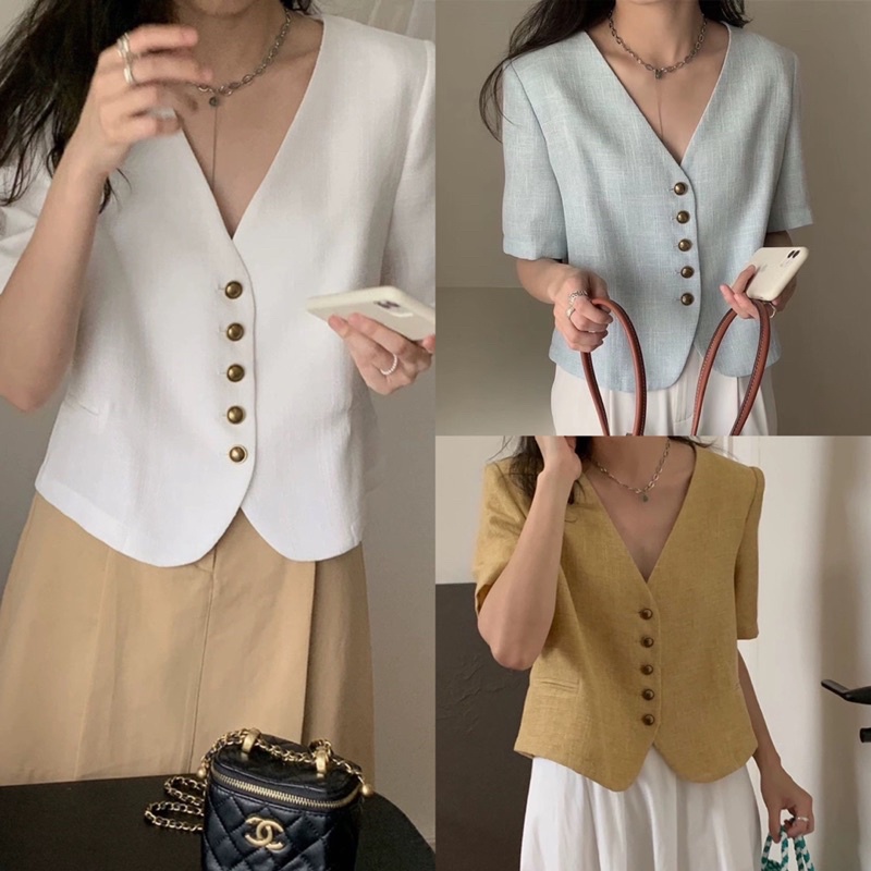 KAYY. Khoác dạ tweed mỏng dáng ngắn - Admch