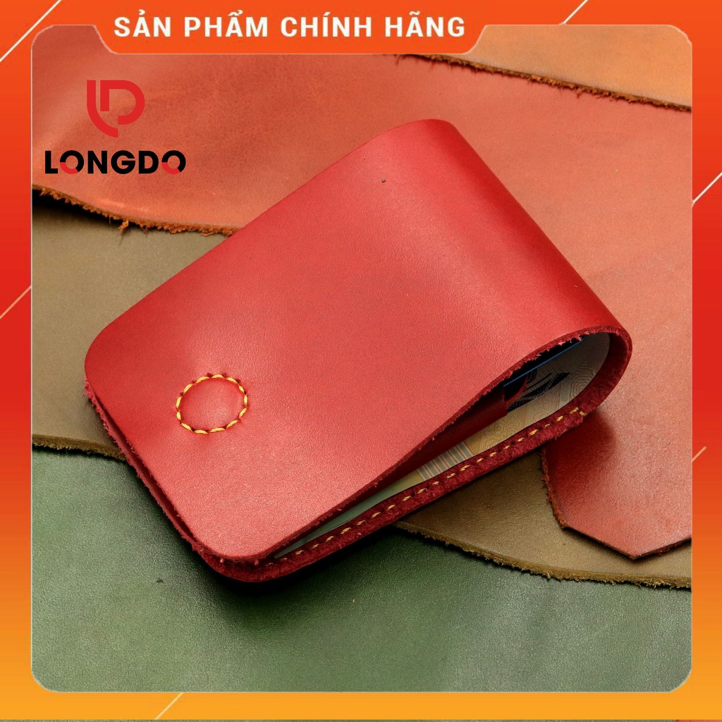 Ví Sen 3 Cao Cấp - Cam Kết 100% Da Bò Thật - Ví Da Mini Nam Màu Đỏ Hàng Chính Hãng Thương Hiệu Longdo Leather