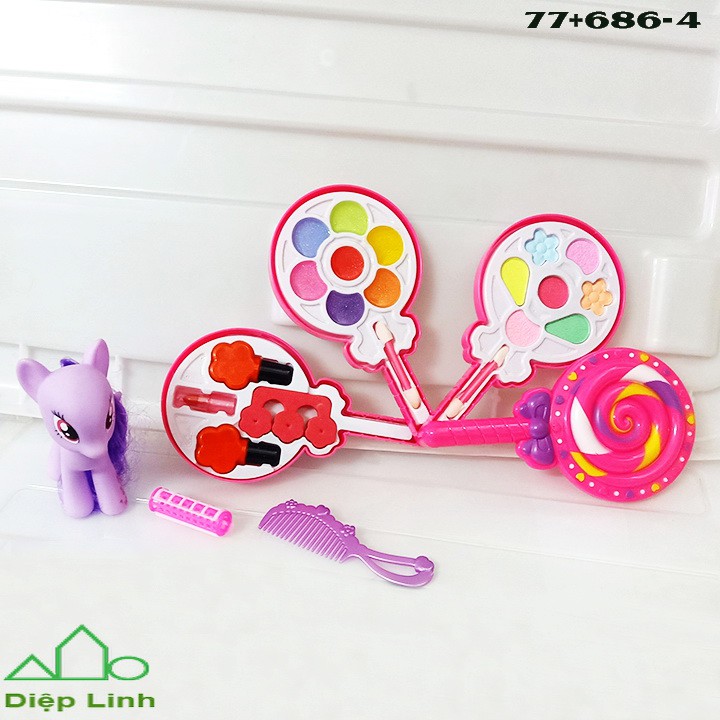 Bộ đồ chơi trang điểm phấn thật kẹo lolipop &amp; ngựa pony