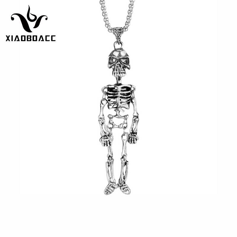 XiaoboACC Dây Chuyền Thép Titan Mặt Hình Bộ Xương Phong Cách Hip Hop Bụi Bặm