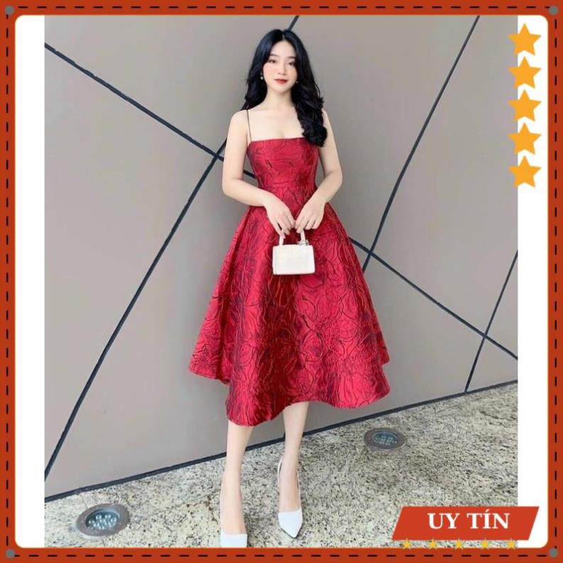 Đầm dự tiệc 2 dây gấm xinh xắn Eva_home_fashion | BigBuy360 - bigbuy360.vn