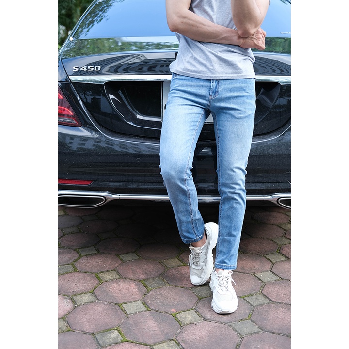 Quần jean nam dáng ôm H90 cao cấp màu xanh chàm chất co giãn trẻ trung J077 | BigBuy360 - bigbuy360.vn