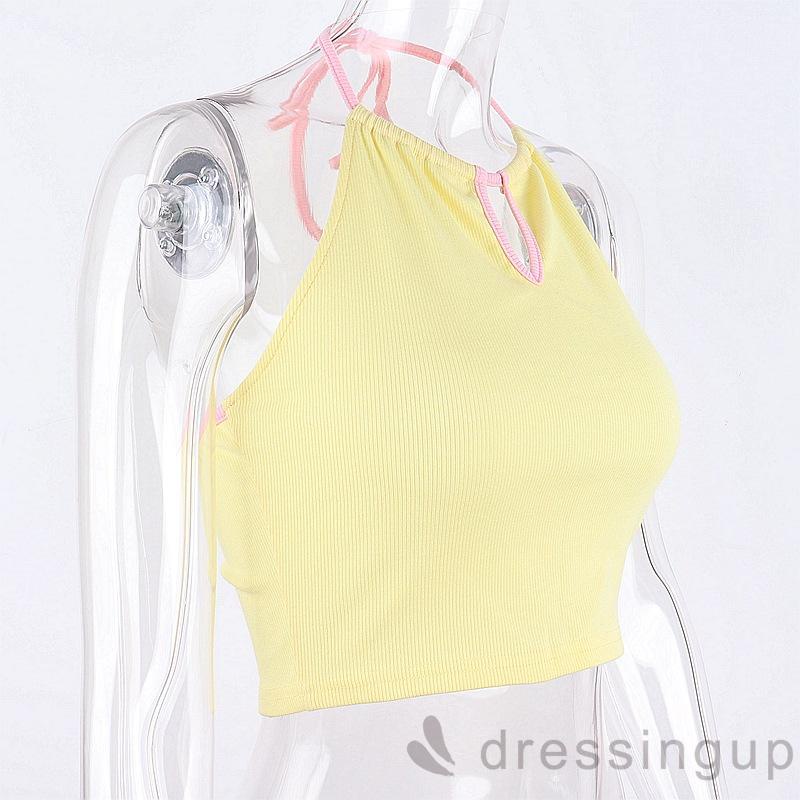 Áo lửng hở rốn kiểu dây thắt sau cổ thời trang mùa hè quyến rũ dành cho nữ | BigBuy360 - bigbuy360.vn