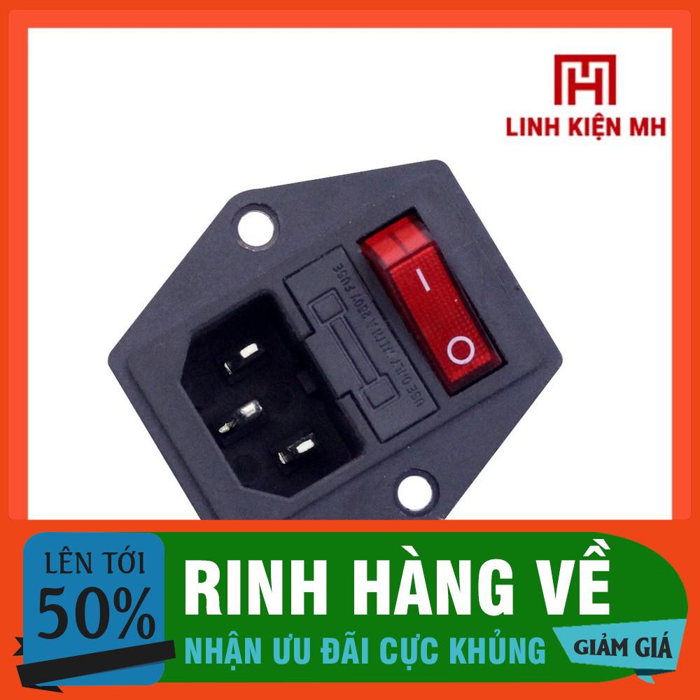 Ổ Cắm Nguồn 3 Chân 220V - 10A Có Cầu Chì Và Công Tắc Đóng Cắt