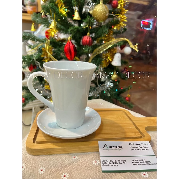 Bộ cốc ly tách sứ uống nước cafe dáng cao có quai gốm sứ Long Phươg cao cấp kiểu dáng thanh lịch bền đẹp