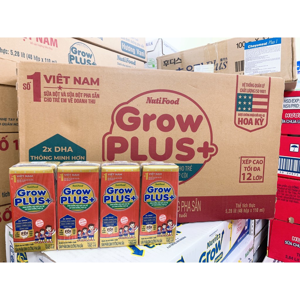 Thùng sữa bột pha sẵn Growplus Suy Dinh Dưỡng 180mlx48hộp