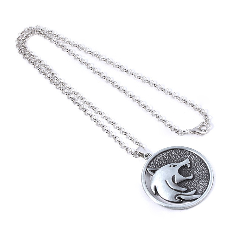 Dây chuyền mặt hình đầu sói Geralt trong The Witcher 3 Wild Hunt phong cách gothic cổ điển dành cho nam giới