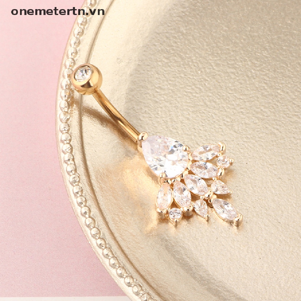 Onemetertn Khuyên Rốn Bằng Thép Không Gỉ Đính Đá Zircon Tinh Tế Cho Nữ