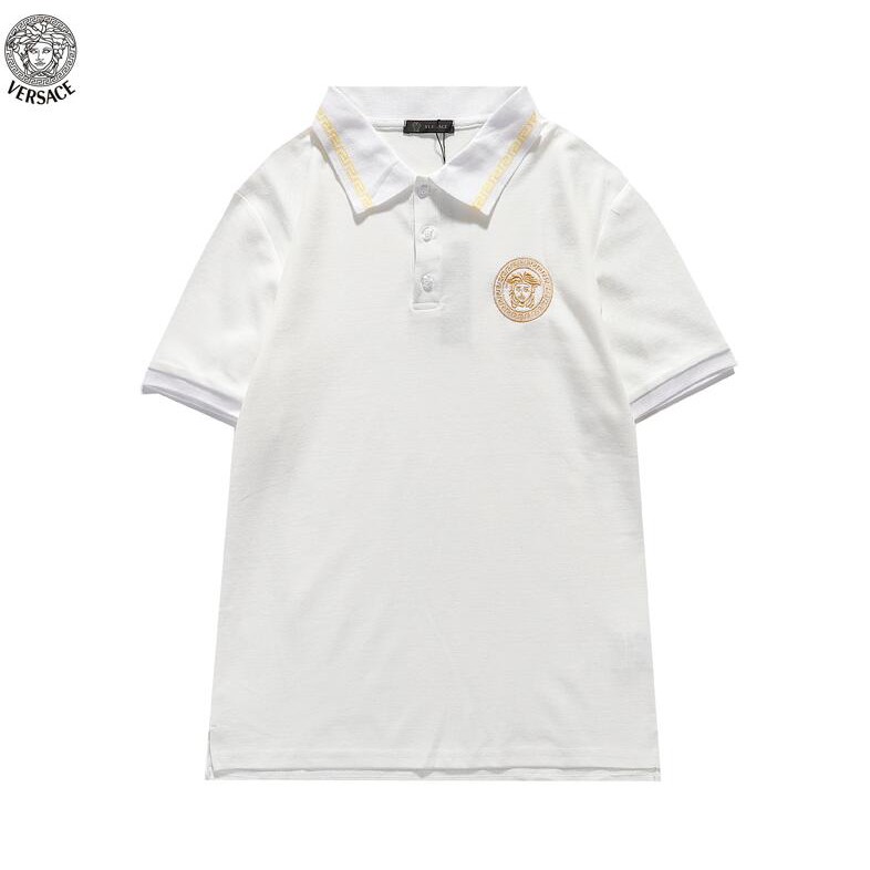 Versace Áo Thun Polo Tay Ngắn Chất Liệu Cotton Thêu Hoạ Tiết Đơn Giản Thời Trang Dành Cho Nam Và Nữ