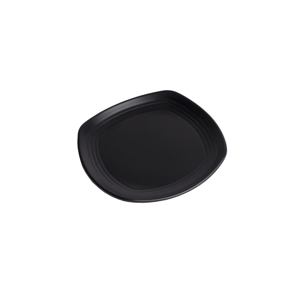 Dĩa vuông gân size 21.2x2.2cm nhựa Melamine Nhám đen (DV157N)