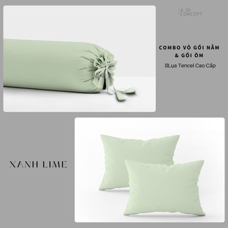 [TẶNG 1 VỎ ÔM] Combo 2 Vỏ Gối Nằm Trơn  Lụa Tencel (C) - À Ơi Concept