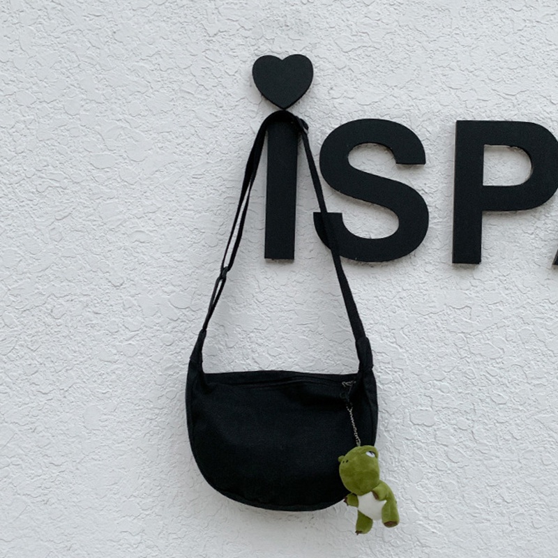 Túi đeo chéo IELGY vải canvas màu trơn có khóa kéo thời trang