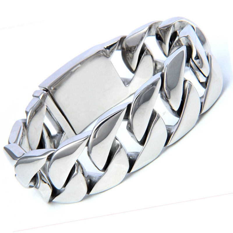 Vòng Tay Dây Xích Bản Rộng 20mm Bằng Thép Không Gỉ Mịn Màng Lấp Lánh Phong Cách gothic Cho Nam