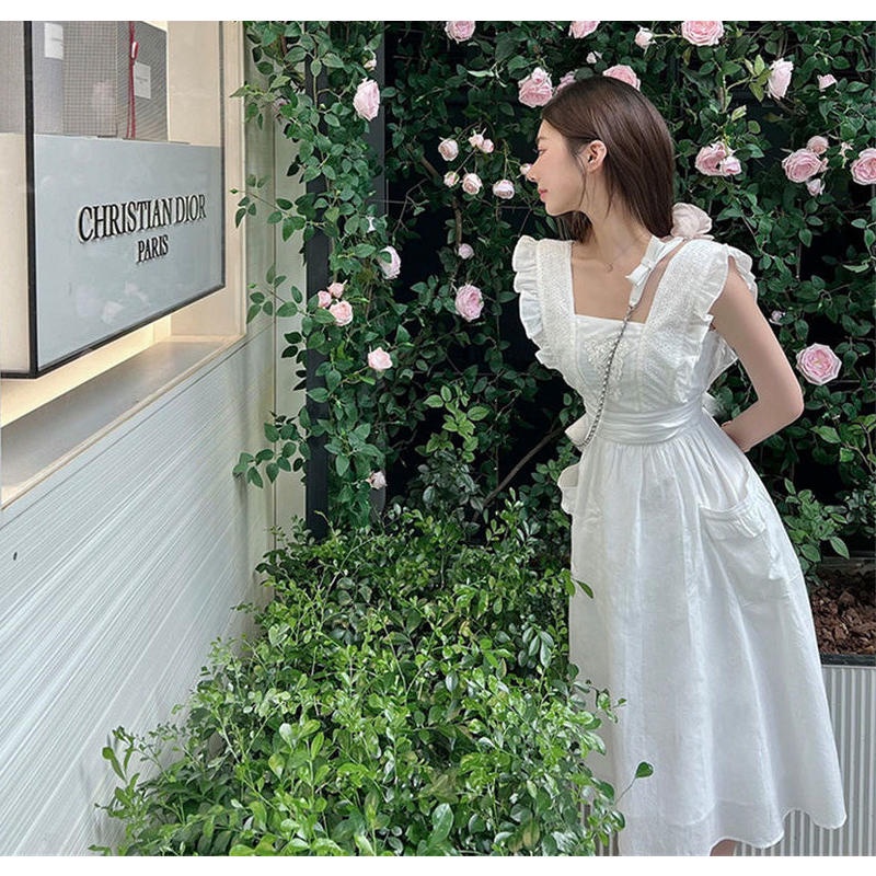 Xiaofei Đầm midi Mỏng Màu Trơn Mùa Hè Cá Tính Cho Nữ