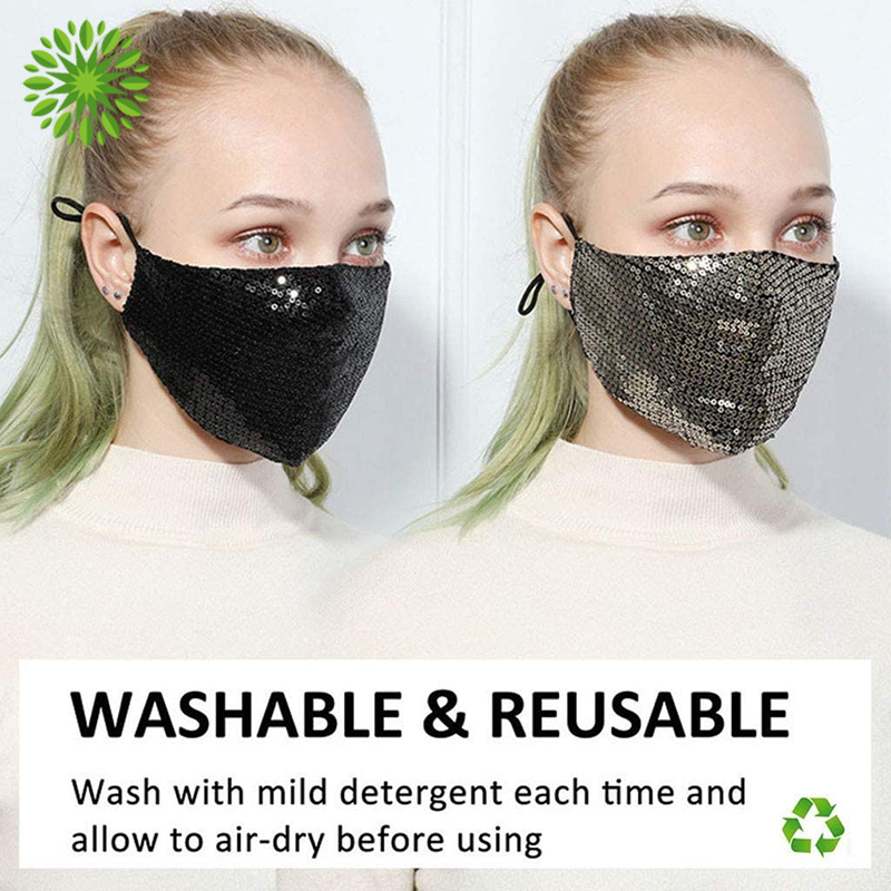Khẩu trang chống bụi thoáng khí đính kim tuyến lấp lánh thời trang mã số 1