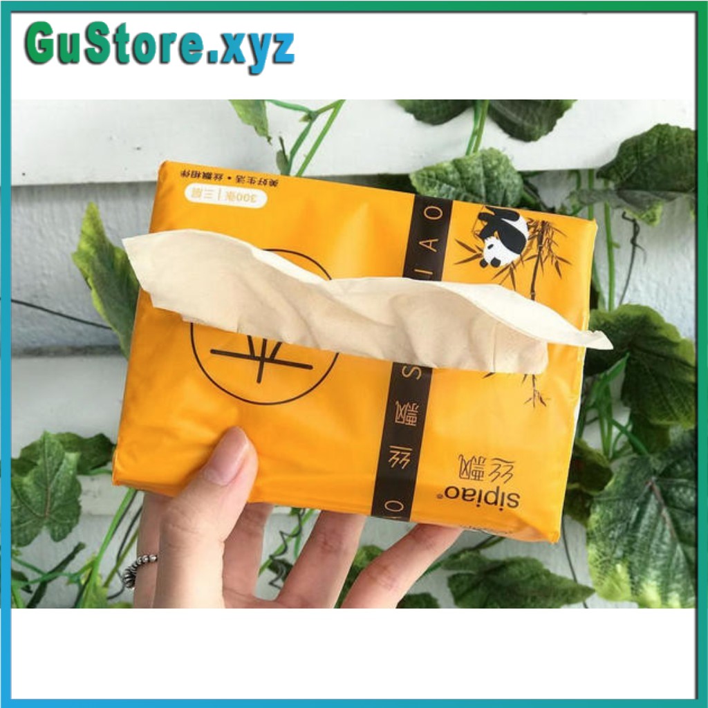  [Gu Store] giấy ăn Gấu trúc Sipiao cỡ nhỏ siêu dai 1 gói 300 tờ