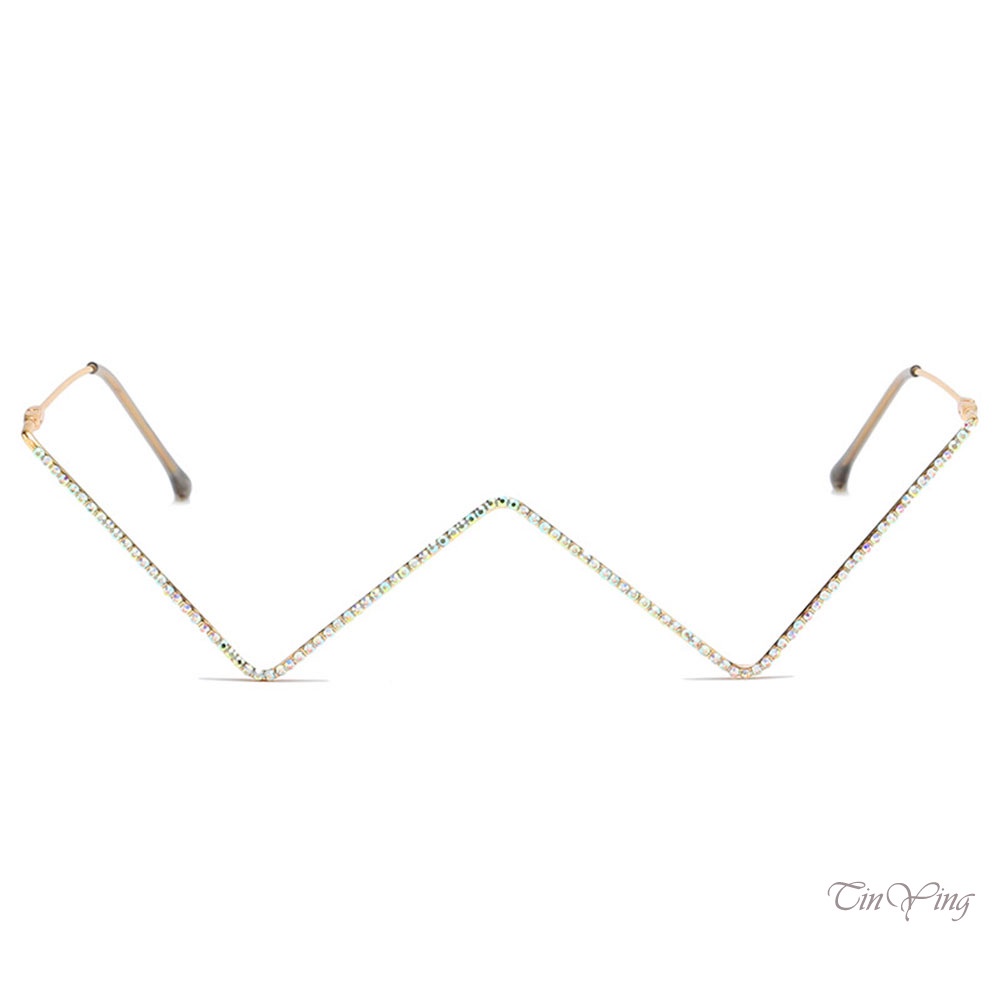 GETNOIVAS Mắt Kính Không Gọng Hình Tam Giác Đính Đá Thời Trang