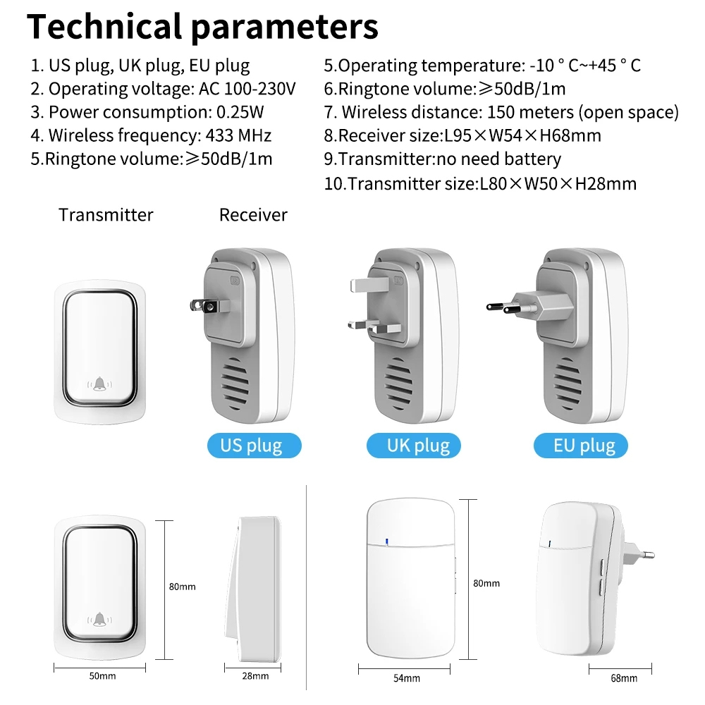Chuông Cửa Không Dây Chống Nước Ip68 | BigBuy360 - bigbuy360.vn
