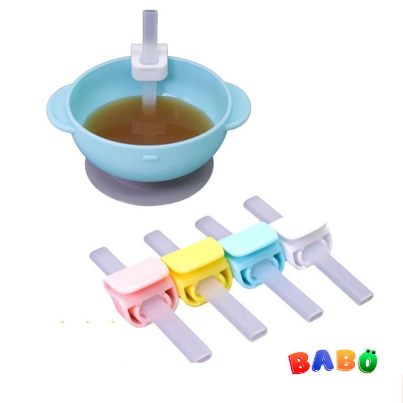 Đồ dùng ăn dặm, Bộ Ống Hút Cháo Gắn Bát Tiện Dụng, giúp bé tự lập, rèn luyện vận động tinh Cho Bé