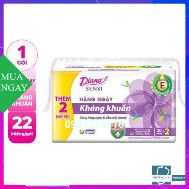 BĂNG VỆ SINH DIANA SENSI HÀNG NGÀY KHÁNG KHUẨN 22 MIẾNG