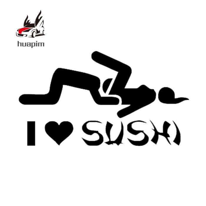 Decal trang trí thân xe & cửa sổ oto in chữ I Love Sushi