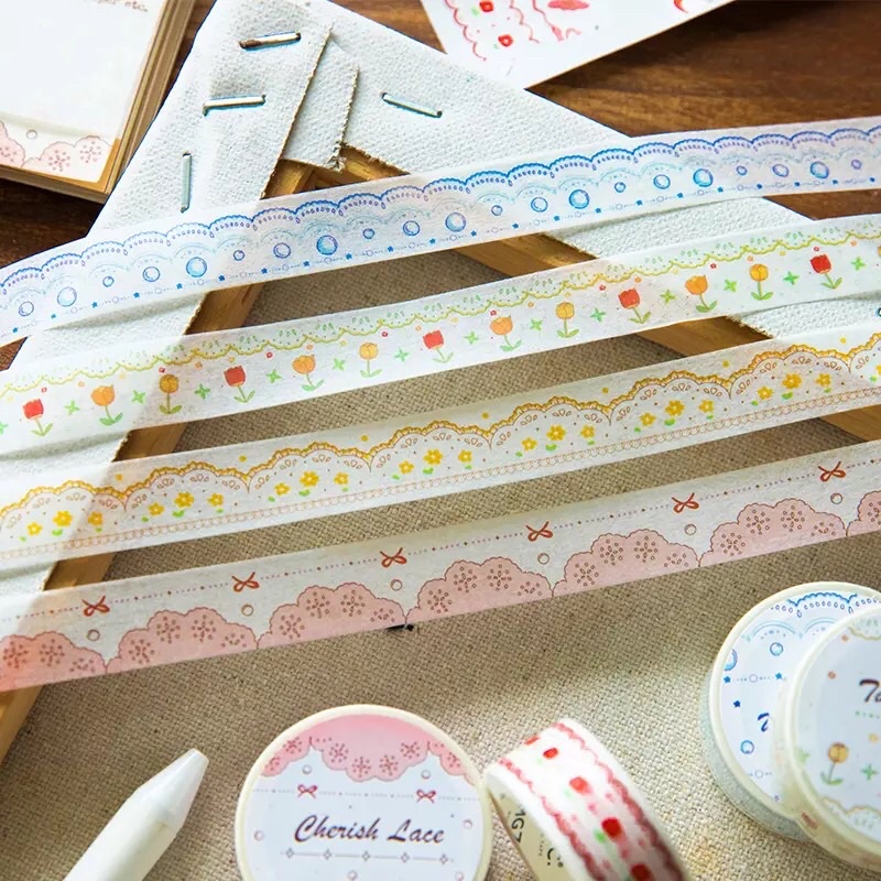 (Chiết theo chu kỳ) Băng dính washi tape hoạ tiết đáng yêu thích hợp trang trí JOURNAL