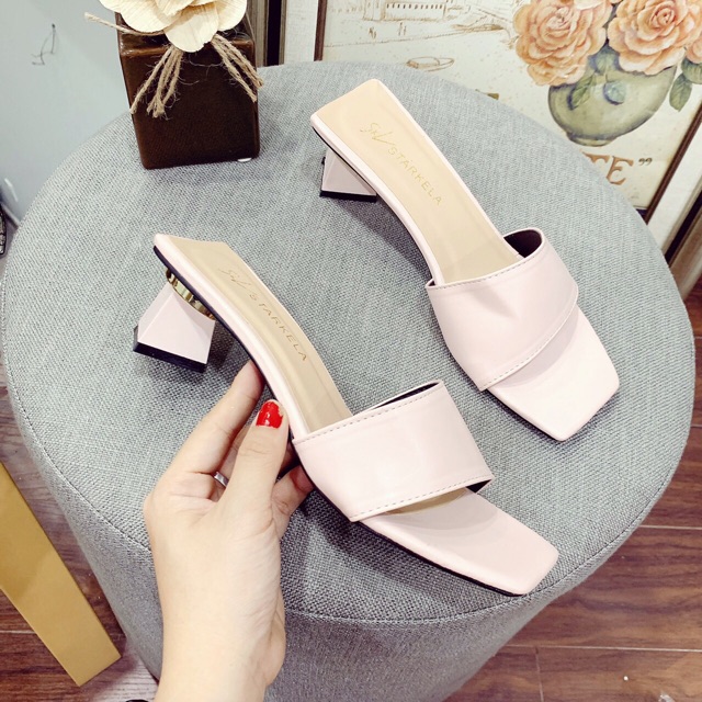[HÀNG SẴN] DÉP NỮ BẢN NGANG ĐƠN GIẢN PHỐI GÓT KIỂU CAO 5 PHÂN
