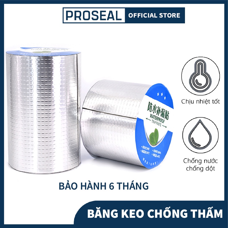 Cuộn 5 Mét Băng Keo Dày 5cm/10cm, Miếng Dán Siêu Dính PROSEAL, Chống Thấm Nước, Keo Dan Chống Dột, Siêu Dính Đa Năng