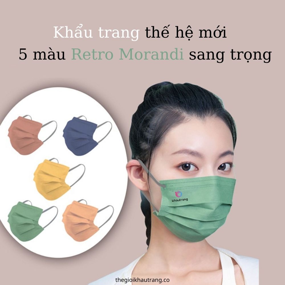 Khẩu trang Thái Lan 5 màu Morandi đẹp, thời trang phong cách Nhật Bản độc đáo , khẩu trang Bạc Hà
