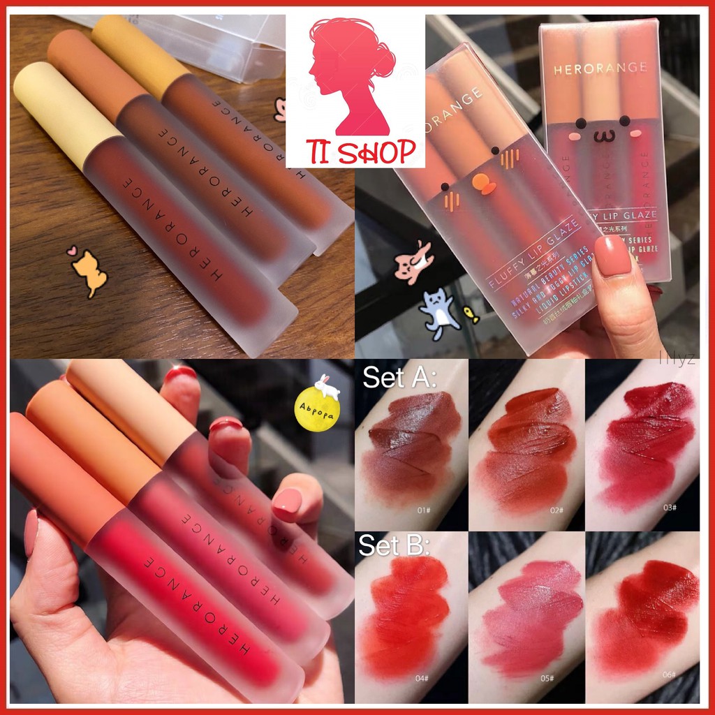 Set 3 cây son kem lì Hero Orange nội địa Trung