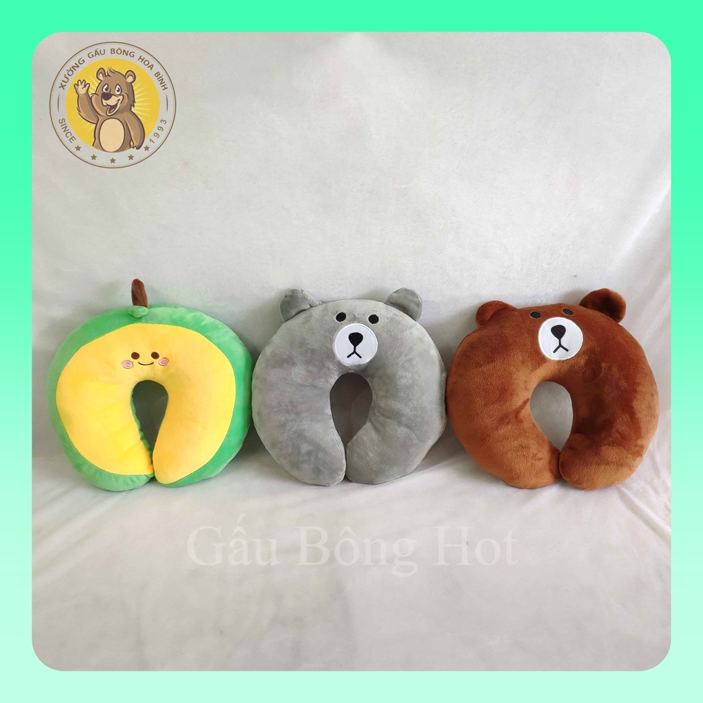 ❤️Sỉ Giá Xưởng❤️Gấu Bông Gối Chữ U Hình Trái Bơ, Hình Gấu Kê Cổ Siêu Êm Mềm Đẹp