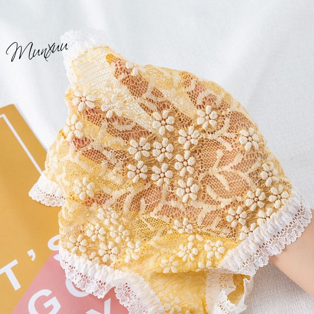Quần lót ren thêu hoa cao cấp Munxuu xuyên thấu gợi cảm, màu pastel ngọt ngào - QC114