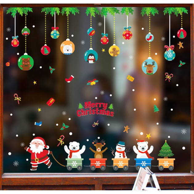 Decal dán tường Noel - Rèm dây Đoàn Xe giáng sinh