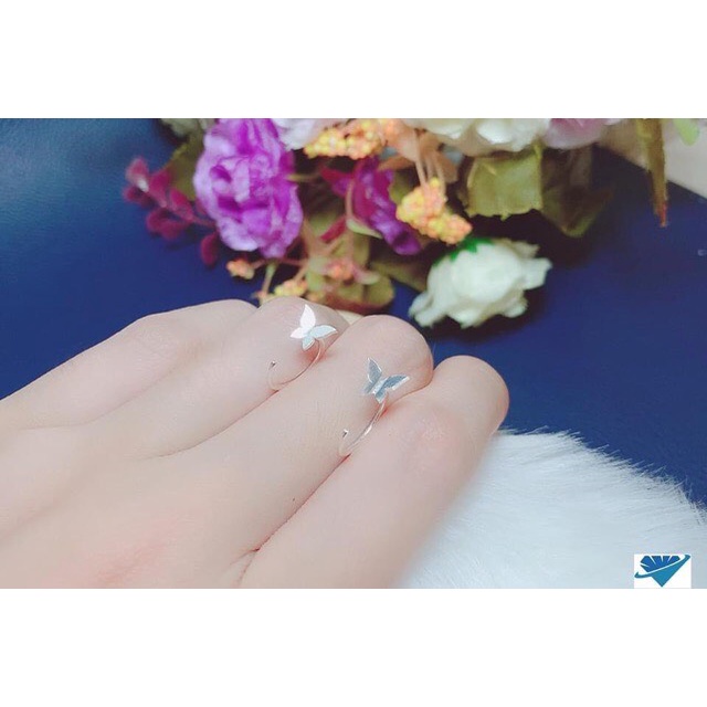 Bông tai nữ bạc ta kẹp hình bướm cá tính - Kho sỉ bạc Nhất Linh