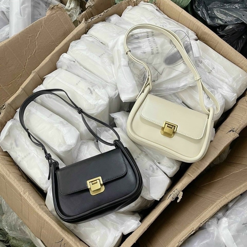 Túi xách nữ đeo chéo, đeo vai khoá gập chất liệu da mềm mịn (kèm ảnh thật shop chụp)