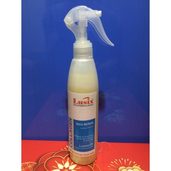 XỊT DƯỠNG XẢ KHÔ SIÊU CHỮA TRỊ BẢO VỆ NHIỆT CHO TÓC HƯ TỔN LUSIX RICH REPAIR COLLAGEN 250ML