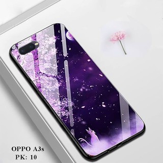 ỐP LƯNG MẶT KÍNH OPPO A3S HOA ANH ĐÀO TÍM 
