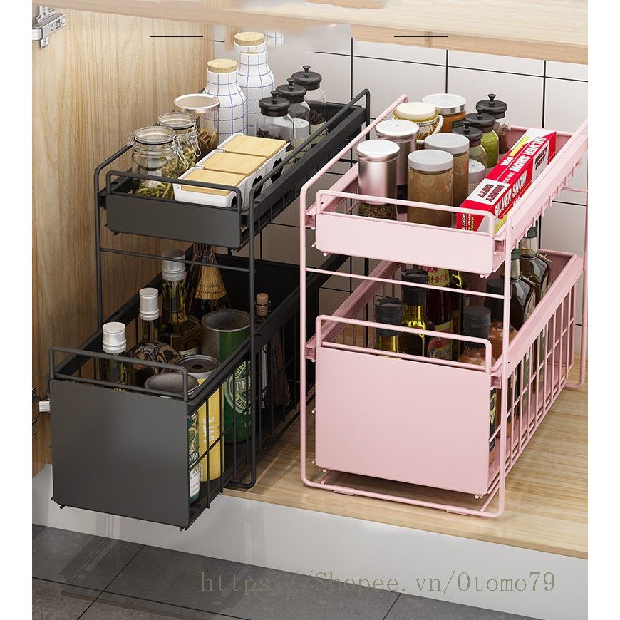 Kệ Gia Vị Nhà Bếp Loại Kéo Tiện Lợi