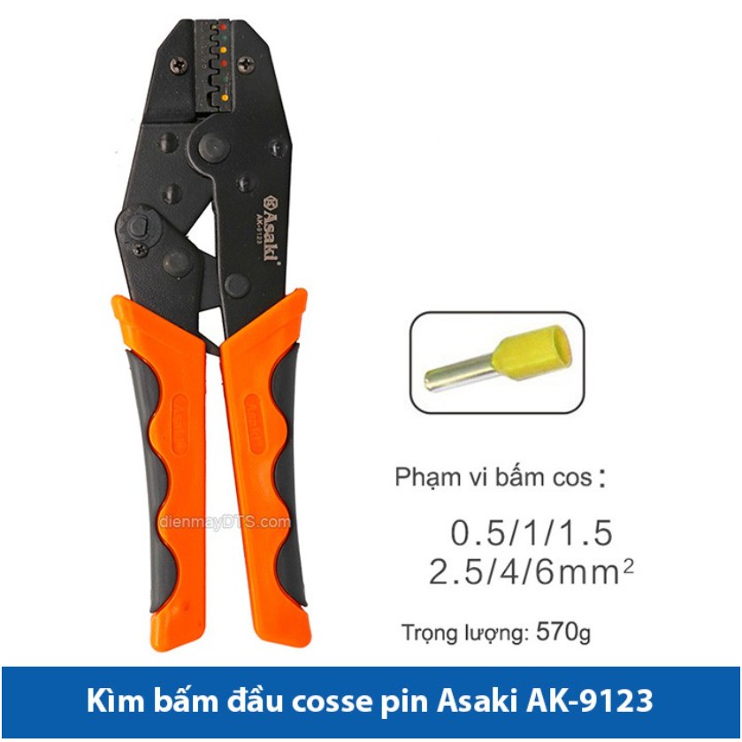 Kìm bấm cos Asaki, kềm bấm cốt Asaki, bấm đầu cos Asaki