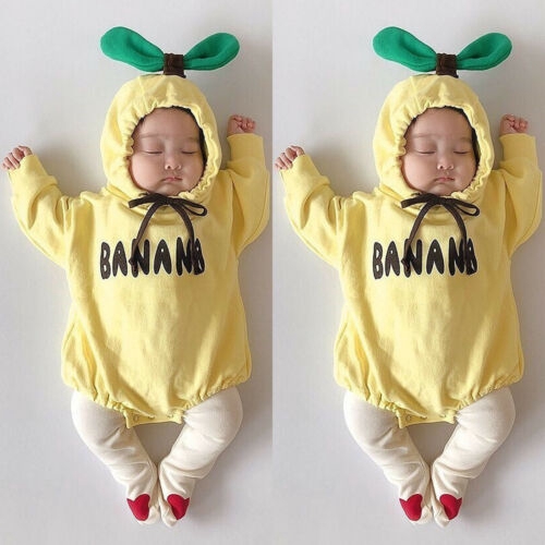 Jumpsuit tay dài hoạ tiết quả chuối đáng yêu xinh xắn cho bé