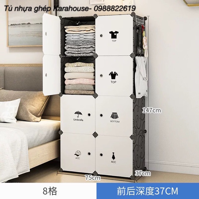 TỦ NHỰA LẮP GHÉP ĐA NĂNG 8 Ô SIZE TO, SÂU 47CM ( chọn mẫu theo phân loại hàng )