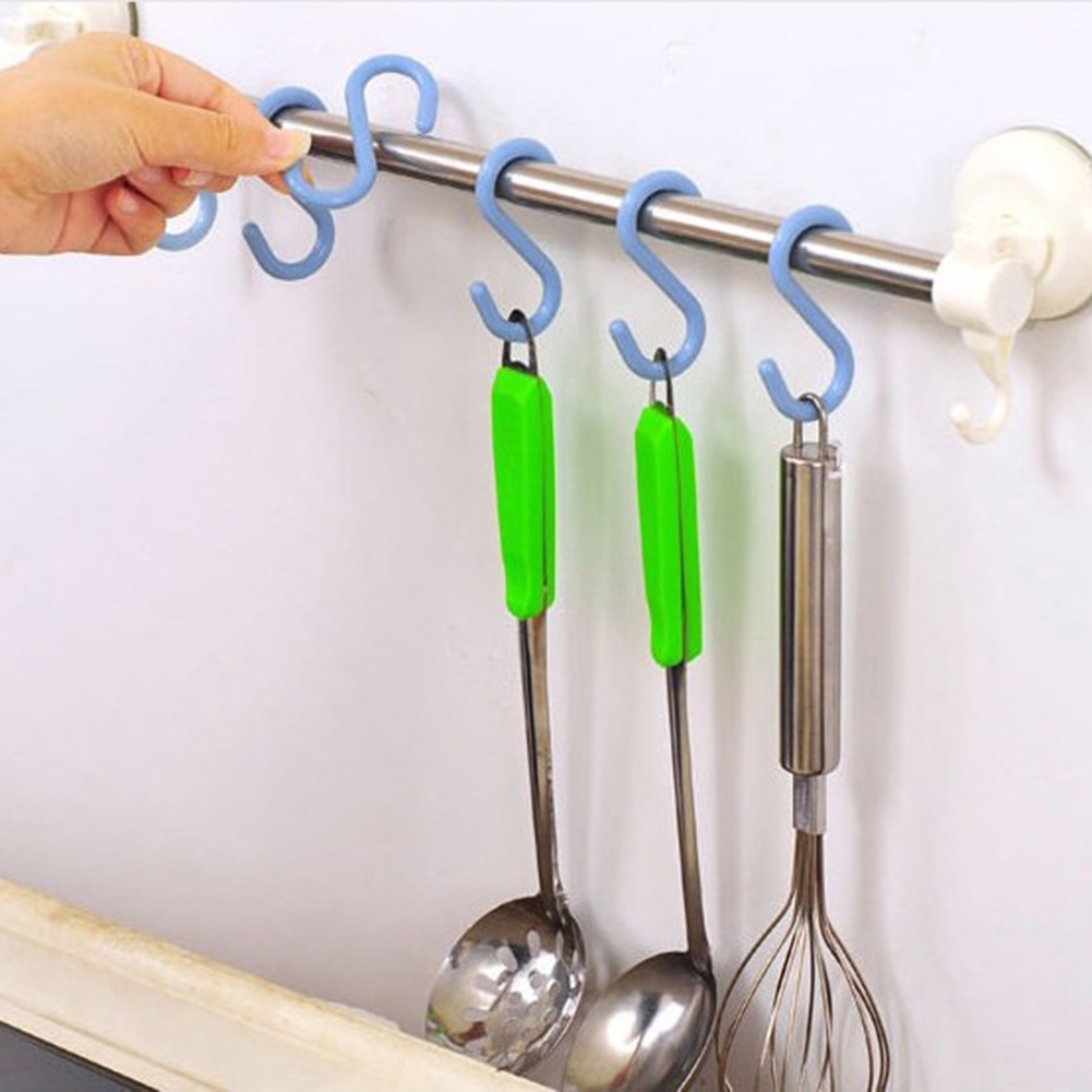 Set 8 Móc Treo Đồ Hình Chữ S Bằng Nhựa Gắn Lưng Cửa Không Cần Đinh Vít