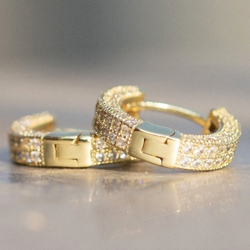 Hoa tai kim cương đầy đủ phóng đại hoa tai nữ khảm siêu nhỏ cao cấp zircon ins