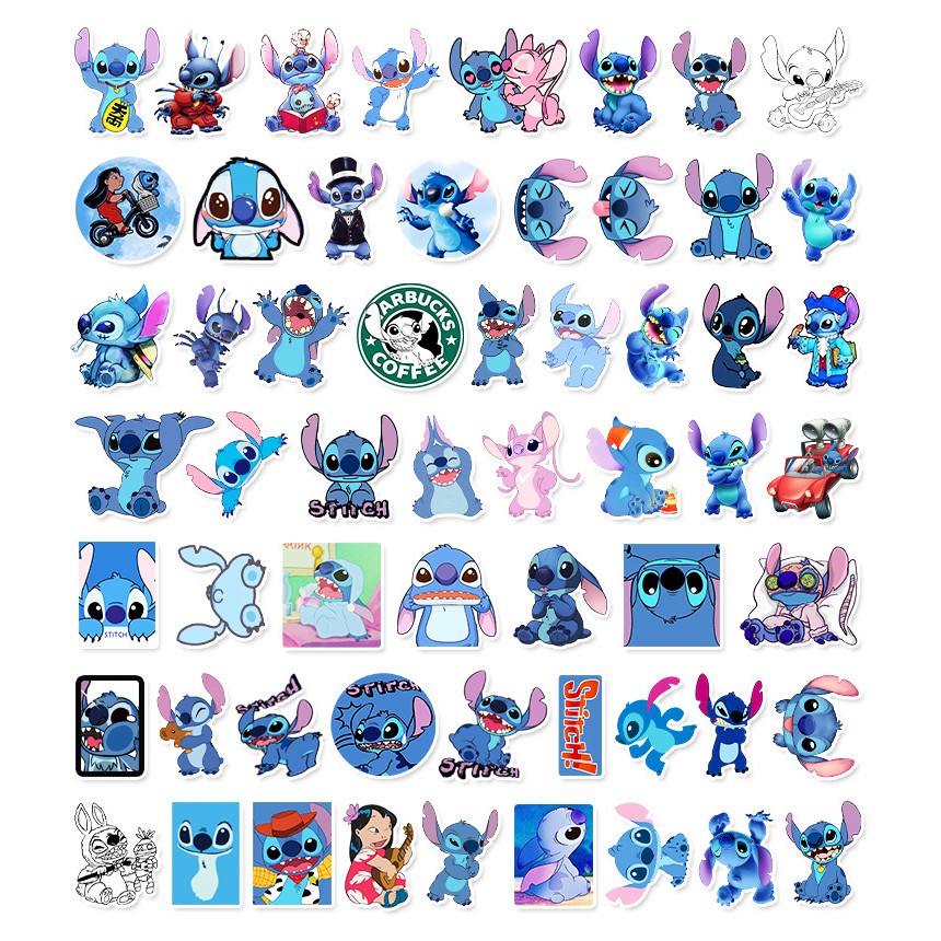 Sticker hoạt hình Stitch dễ thương, chống nước dán trang trí laptop, mũ bảo hiểm, vali, xe tay ga  - DB.005