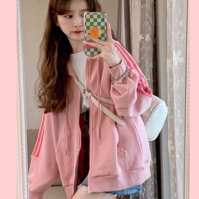 Áo Khoác Nữ, Áo Khoác Hoodies Kẻ Sọc Chất Nỉ 2 Màu Hot Hit | BigBuy360 - bigbuy360.vn