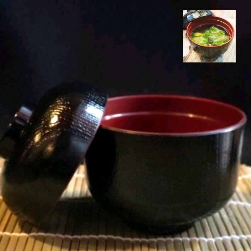 Chén súp miso Nhật/chén nhựa có nắp