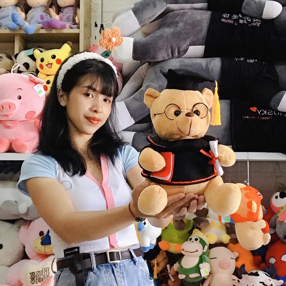 Gấu Bông Tốt Nghiệp Lông Mịn 35cm - Gấu Bông Cử Nhân Dễ Thương