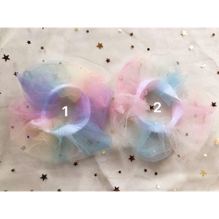 Dây buộc tóc Scrunchies 1 lớp lưới cầu vồng