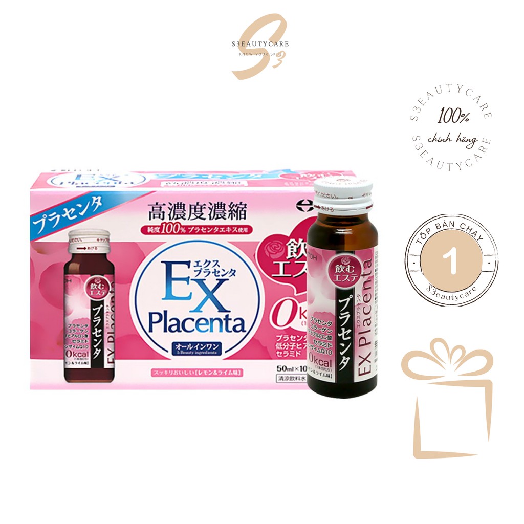 Thực phẩm chức năng nước uống nuôi dưỡng làn da mịn màng bổ sung Collagen Itoh EX Placenta 10 lọ x 50ml Số 1 Nhật bản  -