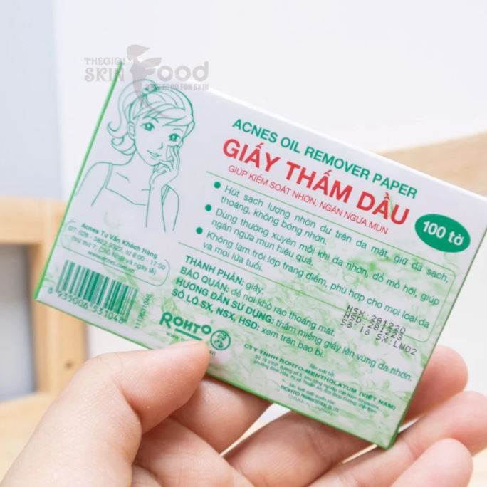 [100 tờ] Giấy Thấm Dầu Giúp Kiểm Soát Nhờn, Ngăn Ngừa Mụn Acnes Oil Remover Paper